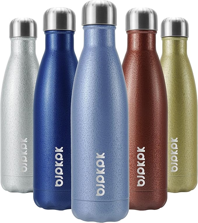 BJPKPK Insulated Water Bottles 17oz, Leak Proof Stainless Steel Water Bottle Keeps Cold for 24H and Hot for 12H, BPA Free Water Bottle,Lake Blue