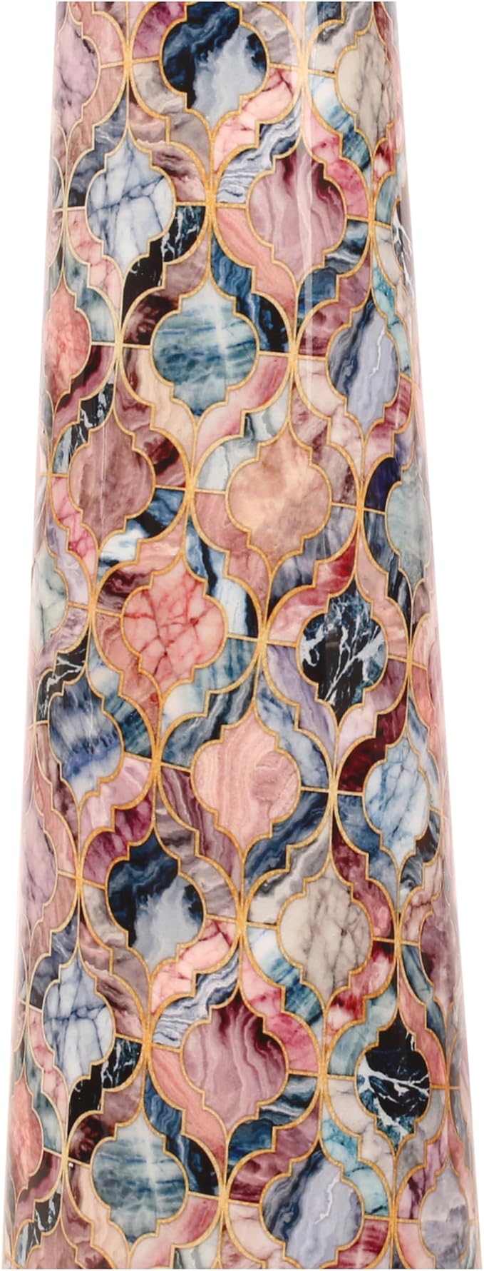 Pure Copper Water Bottle - Handcrafted - Ayurveda Health Benefits -Mosaic Colorful Printed Tower Shape 35 OZ - Leak proof - Easy to carry For Sports, Fitness, Yoga, School - Vintage Enamel.