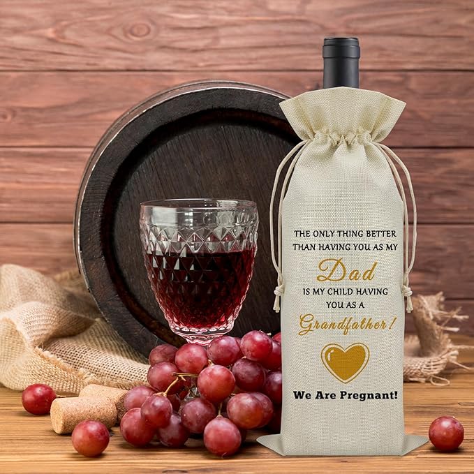 New Grandfather Father's Day Gift Wine Bag Grandpa to Be Gifts Pregnancy Announcement Gifts for Grandpa Wine Accessories Gifts for Wine Lovers Promoted to Grandpa Gifts Wine Bottle Decoration Bag