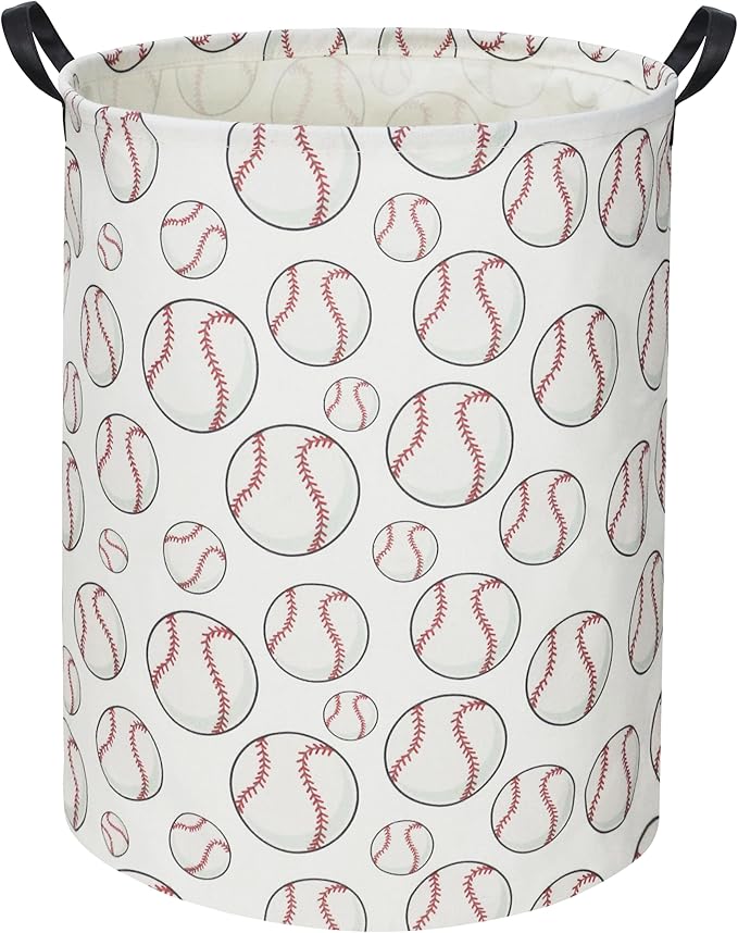 Baseball Kids Laundry Basket Baby Hamper Baseball Toy Storage Bin for Boys Room Decor Baby Nursery Hamper Gift Baskets for Bedroom Bathroom(Baseball)