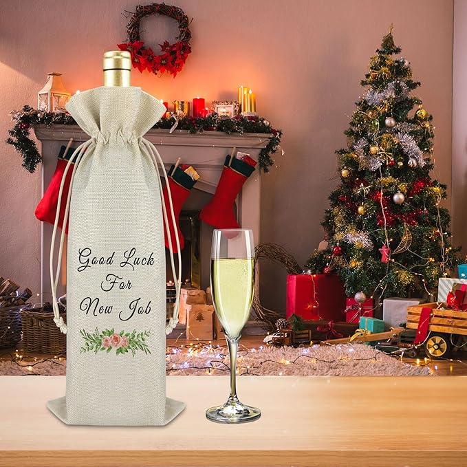 New Job Gift Good Luck Gift for Coworker Wine Bag Farewell Goodbye Leaving Gift for Colleague Friends Boss Congrats New Beginnings Gift Promoted Gift Christmas Gift for Women Men Wine Bottle Bag