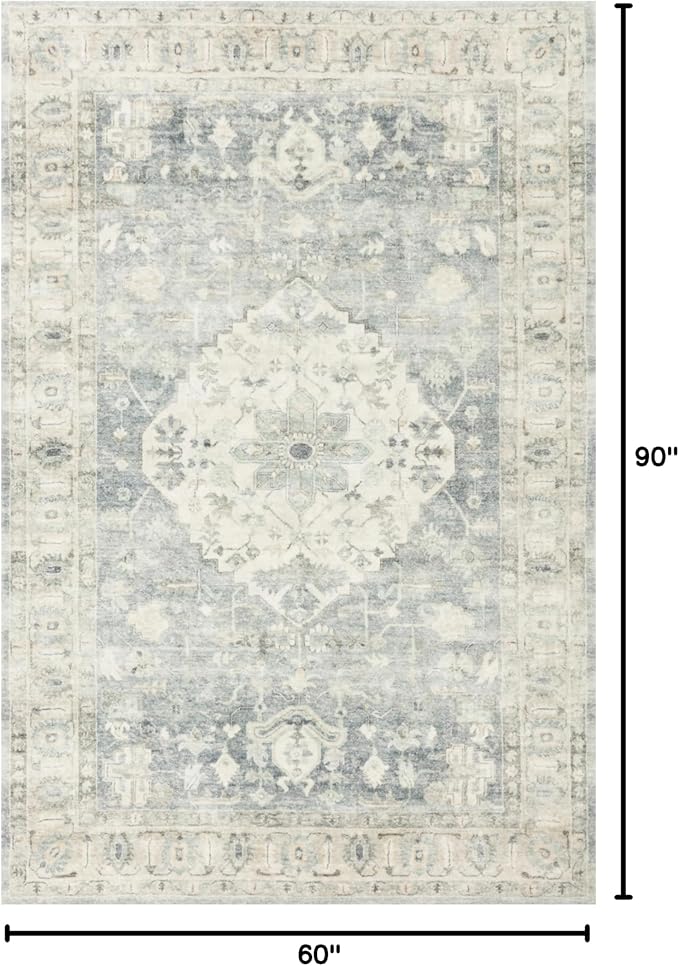 Loloi II Rosette Denim/Fog 5'-0" x 7'-6" Area Rug