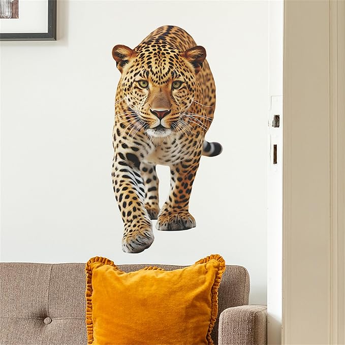 Lifelike Cheetah Wall Decal 3D Animals Wall Sticker Safari Wall Decor for Nursery Kid'sroom School Classroom Livingroom Bedroom Bathroom Decoration (Lifelike Cheetah)