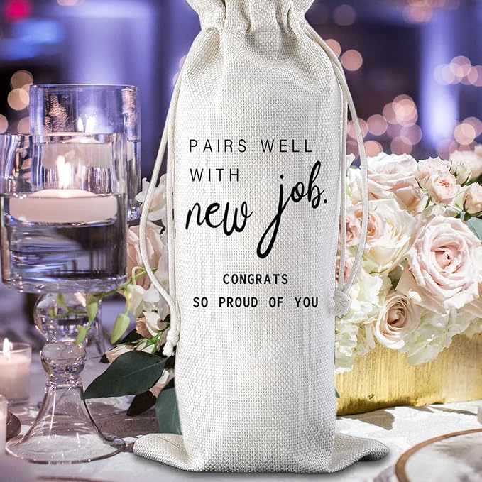 New Job Gifts Pairs Well with New Job Congrats So Proud of You Wine Bag Congratulations Gifts for Men or Women Going Away Gift for Coworker Farewell Gift for Boss Champagne Wine Bags Gift