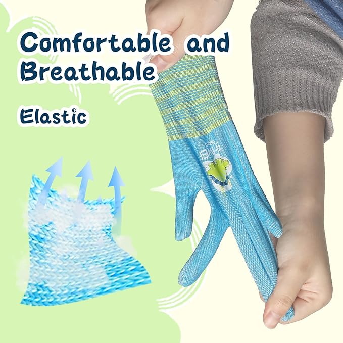 Schwer 2 Pairs MINI-KIDDO Kids Gardening Gloves MN1917, ANSI A6 Cut Resistant Kids Work Gloves, Kids Fishing Gloves, Food Grade Kids Gloves for Gardening, Wood Carving, Kitchen (XXS, 3–5 Years)