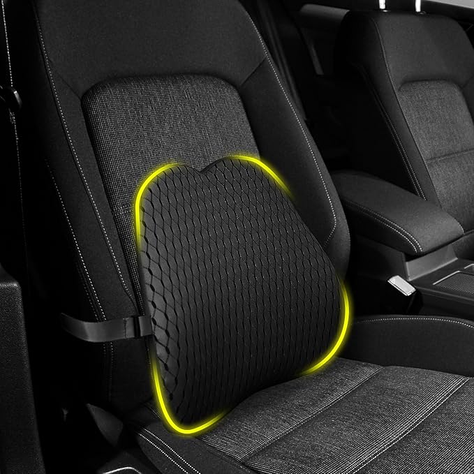 Lumbar Support Pillow for Office Chair,Memory Foam Back Lumbar Support Pillow,Relieve Back Pain,3D Breathable Fabric&Shoulder Strap Fixation,Back Support for Office Chair/Wheelchair/Car(Black)