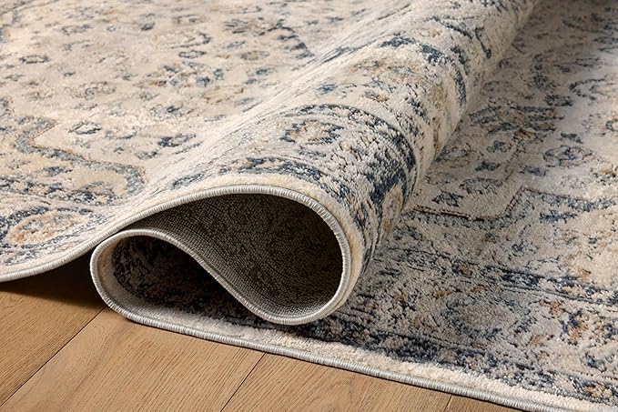 Loloi Teagan Collection 5'-3" x 7'-6" Area Rug in Natural/Lt. Grey - Large, Soft Neutral Rug, High-Traffic for Living Room, Bedroom, Home Office, Dining Area