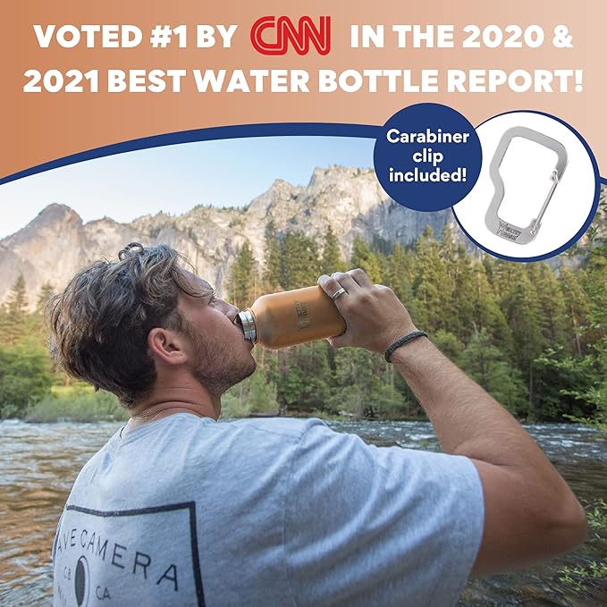 Healthy Human Stainless Steel Water Bottle | Double Walled Vacuum Insulated Water Thermos for Adults | Eco-Friendly Travel Bottles with Leak Proof Lid (Mocha, 21 oz/ 621 ML)