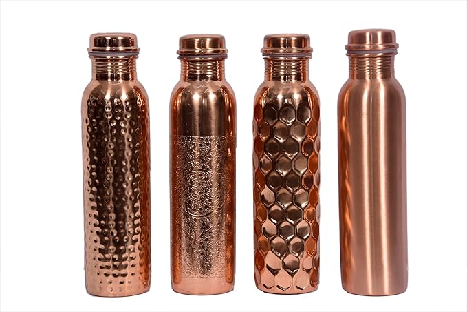 Copper Bottle For Drinking Water 33 Oz Ayurvedic Leak Proof Smooth Finish Plain Design Durable Lightweight Hand Washable Vessel Clean Cool Water Natural Mineral Boost Energy Safe Water Utensil