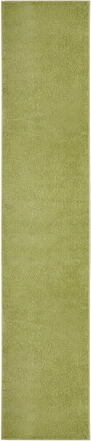 Nourison Essentials Solid Indoor/Outdoor Green 2'2" x 20 Area Rug, Easy Cleaning, Non Shedding, Bed Room, Living Room, Dining Room, Deck, Patio, Backyard (2x20)