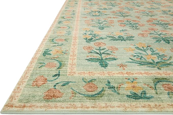 Rifle Paper Co. x Loloi Eden Collection EDE-01 Mughal Rose Moss 2'-6" x 9'-6" Runner Rug