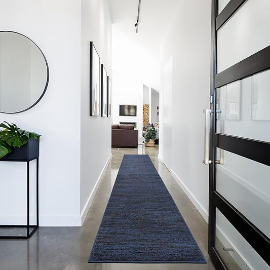 Nourison Essentials Indoor/Outdoor Midnight Blue 2'2" x 20 Area Rug, Easy Cleaning, Non Shedding, Bed Room, Living Room, Dining Room, Deck, Patio, Backyard (2x20)