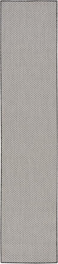 Nourison Courtyard 10' Runner Ivory Charcoal Fabric Modern Area Rug (10' Runner)