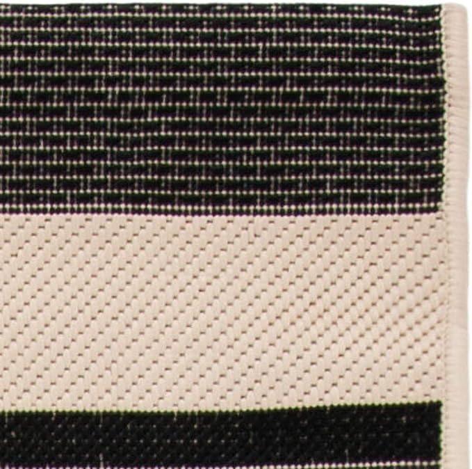 SAFAVIEH Courtyard Collection Area Rug - 7'1 Square, Black & Bone, Stripe Design, Non-Shedding & Easy Care, Indoor/Outdoor & Washable-Ideal for Patio, Backyard, Mudroom (CY6062-216)