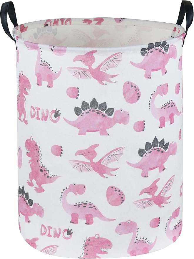 Pink Dinosaur Hamper,Kids Laundry Basket,Pink Storage Baskets for Boys and Girls Room Decor,Dinosaur Basket,Toy Organizer,Gift Hamper(Pink Dinosaur)