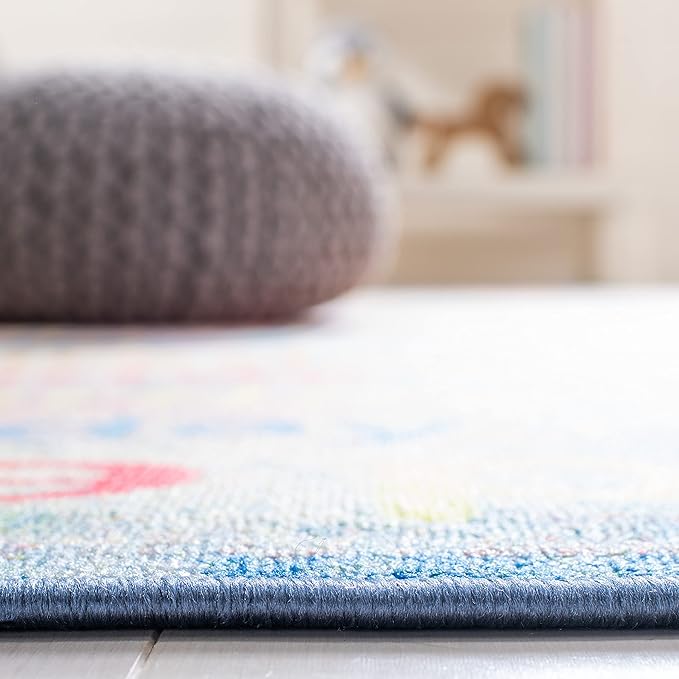 SAFAVIEH Kids Playhouse Collection Machine Washable Slip Resistant 7'9" x 10', Blue/Orange KPH251M Alphabet Educational Playroom Nursery Bedroom Area Rug