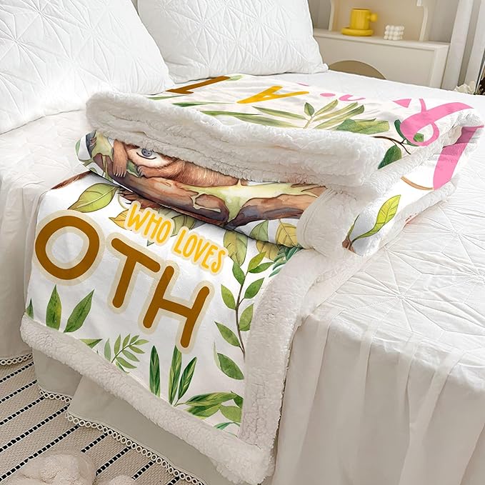 Just A Girl Who Love Sloth Blanket Cute Funny Sloth Decor Throw Blanket Gifts for Girls Boys Sloth Lover Super Warm Soft Plush Bedding Blanket (SLOTH,50"x 60")