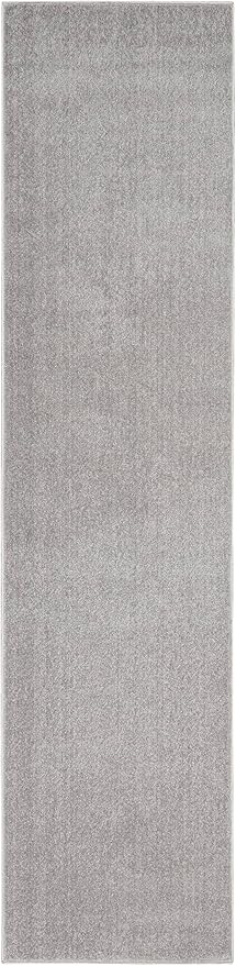 Nourison Essentials Indoor/Outdoor Silver Grey 2'2'' x 12' Area-Rug, Easy-Cleaning, Non Shedding, Bed Room, Living Room, Dining Room, Backyard, Deck, Patio (2x12)