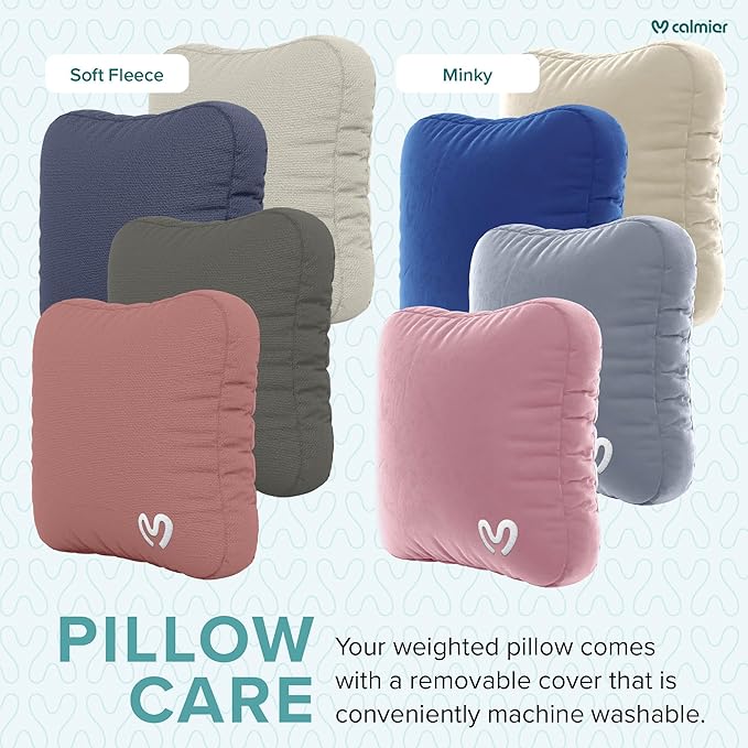 Calmier - 6 lb Sensory Weighted Pillow - Glass Bead Filled Hug Pillow - Ultra Plush Cozy Weighted Pillows for Adults and Kids - Child Sensory Pillow - Weighted Lap Pad (Blue - Fleece, 6 LBS)