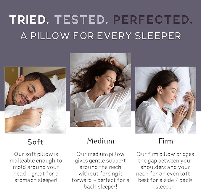Lincove 100% European Down Venus Pillow – German Down 600 Fill Power, 400 Thread Count Shell, Made in Canada, | Luxe Collection, Standard - Medium