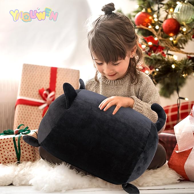 Black Cat Plush Cute Cat Stuffed Animal with 4 Baby Soft Pillow Christmas, Thanksgiving, Birthday Gift for Girls Boys Kids Decor