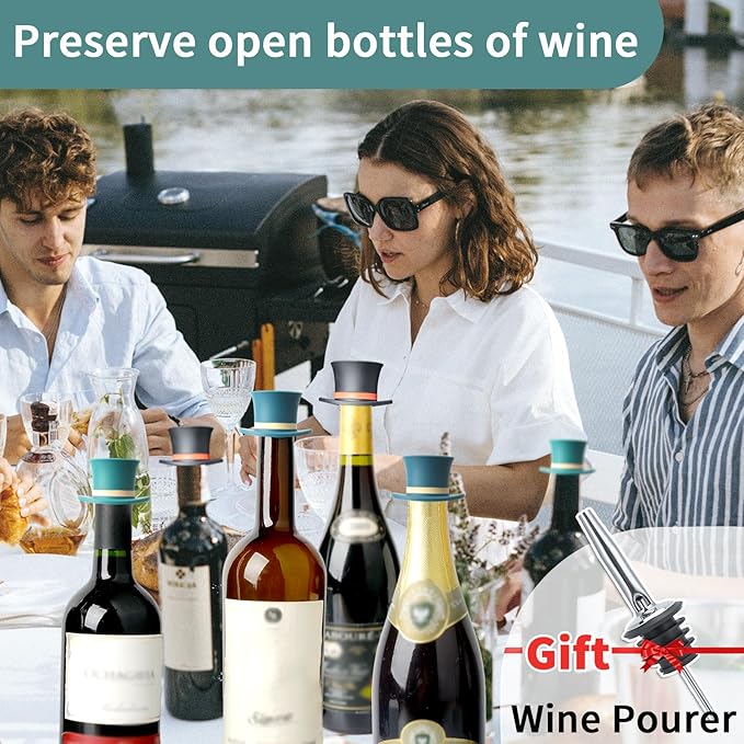 Wine Stoppers, Magic Cap Bottle Stopper, Funny and Reusable Silicone Bottle Caps 6pc, Decorative Wine Sealer Preserver Reusable Sealing Bottle Stopper