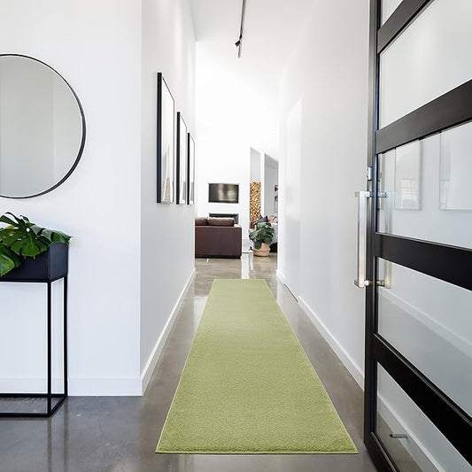 Nourison Essentials Solid Indoor/Outdoor Green 2'2" x 14 Area Rug, Easy Clean, Non Shedding, Bed Room, Living Room, Dining Room, Deck, Patio, Backyard (2x14)