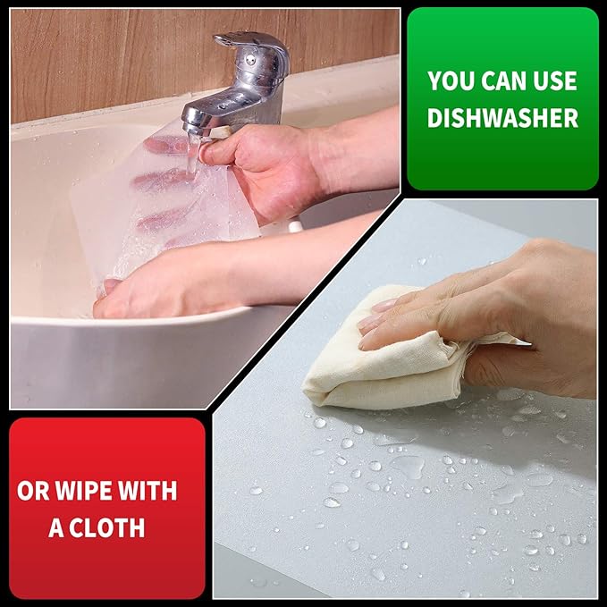 Shelf Liner Silicone Shelf Liners for Kitchen Cabinets Non-adhesive Non-Slip Waterproof Cabinet Liner Drawer Liner Refrigerator Liners Durable & Reusable (12 Inch x 10 FT, Translucent-White)
