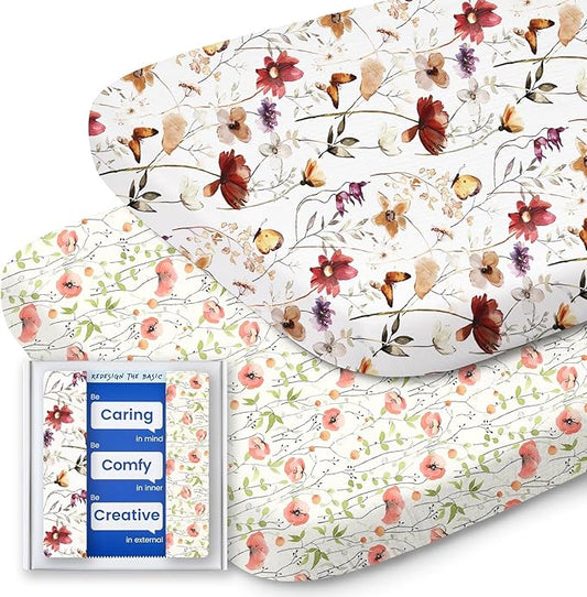 Bassinet Sheets for Baby Boy Girl, TotBasic Buttery Soft Universal Bassinet Fitted Sheet, Compatible with Halo, Mika Micky, Baby Delight, Dream On Me, Maxi COSI & More Bassinet Mattress