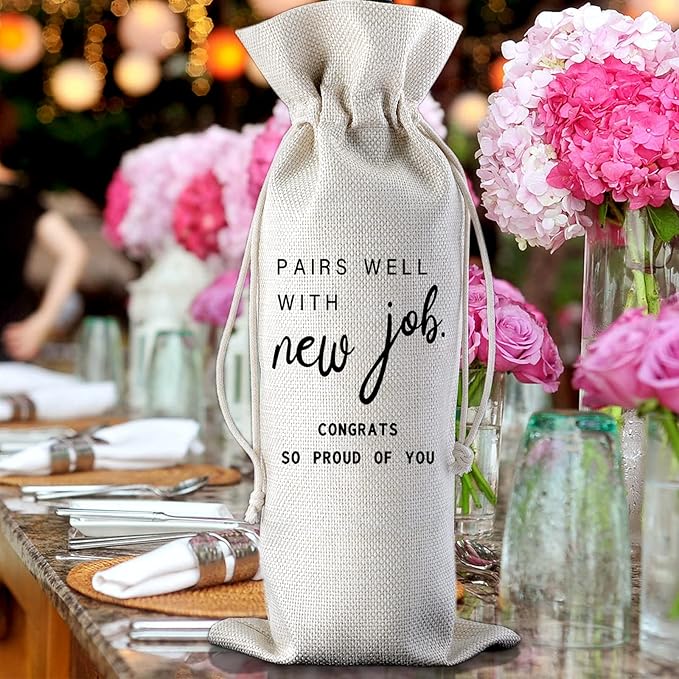 New Job Gifts Pairs Well with New Job Congrats So Proud of You Wine Bag Congratulations Gifts for Men or Women Going Away Gift for Coworker Farewell Gift for Boss Champagne Wine Bags Gift