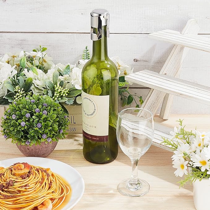 Tessco 18 Pcs Stainless Steel Champagne Stopper Reusable Bottle Sealer Wine Corker Champagne Cork Stopper with a Built in Sealing Plug Compact Champagne Saver Plug for Cava Prosecco (Silver)