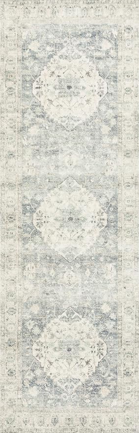 Loloi II Rosette Denim/Fog 2'-6" x 9'-9" Runner Rug