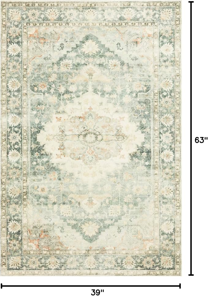 Loloi II Rosette Teal/Ivory 3'-3" x 5'-3" Accent Rug