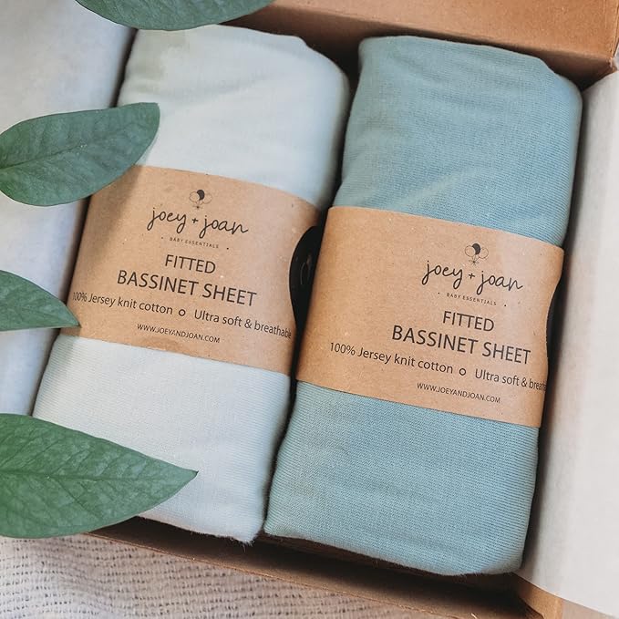 Bassinet Fitted Sheets for Chicco LullaGo Nest Portable Bassinet, Close to You 3-in-1, Next2Me Bedside Bassinet – Soft 100% Cotton – Light + Dark Sage Green – 2 Pack – Not for Lullago Anywhere