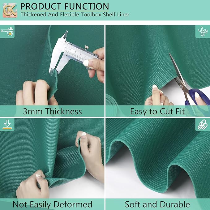 Foam Toolbox Liner Shelf Liner, Thickened Durable Pad Tool Box Mat for Protecting Your Tools, Work Surfaces, Garage, Chest -Green 3mm Thickness, 24 inch*24 ft