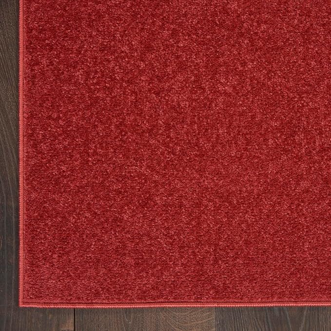 Nourison Essentials 120x168 Rectangle Contemporary Fabric Area Rug in Brick Red
