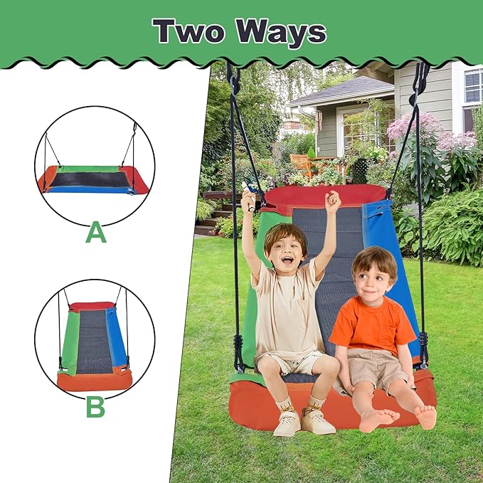 60" Platform Swing Set, Waterproof Flying Swing Seat, 720lbs Weight Capacity, with Adjustable Hanging Straps, Swing Sets for Backyard, for Indoor and Outdoor Playground