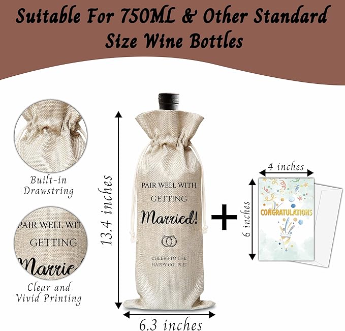 Xanev Engagement Gifts For Couples, Married Wine Gift Bag, Mr And Mrs Marriage Wedding Gifts, Honeymoon Gifts, Wedding Bridal Shower Engagement Bachelorette Party Decoration Supplies Favors, B31