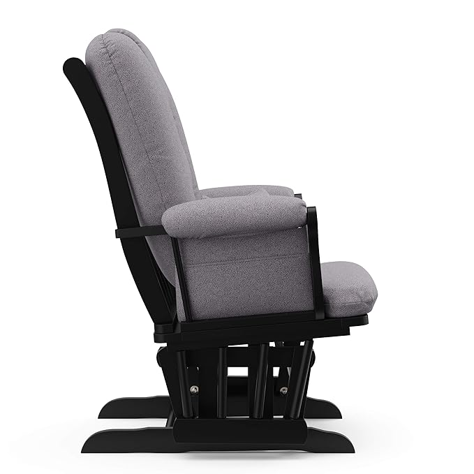 Storkcraft Tuscany Custom Glider and Ottoman with Free Lumbar Pillow (Black/Slate Gray Swirl) - Cleanable Upholstered Comfort Rocking Nursery Chair with Ottoman