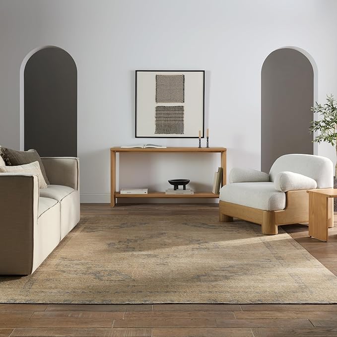 Jaipur Living Natural, Jute 6x9 Area Rug, Boho, Tan and Slate, Living Room Rug, Bedroom Rug