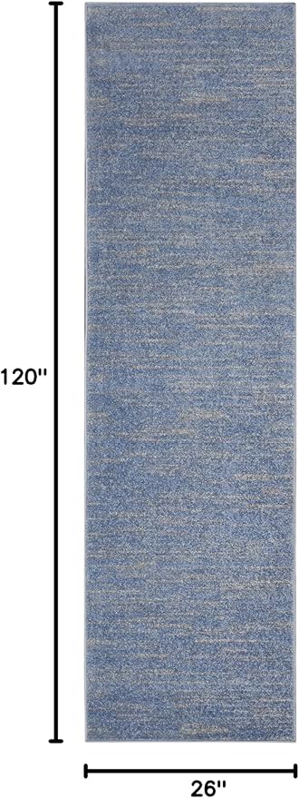 Nourison Essentials 2'2" x 10' Blue/Grey Outdoor Indoor/Outdoor Rug
