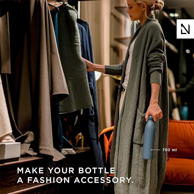 LARS NYSØM Stainless Steel Insulated Water Bottle 12oz 17oz 25oz 34oz 51oz | BPA-free Insulated Thermo Flask for Hot and Cold Beverages | Leakproof Drinking Bottle