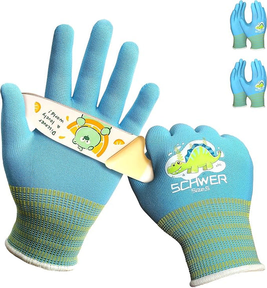 Schwer 2 Pairs MINI-KIDDO Kids Gardening Gloves MN1917, ANSI A6 Cut Resistant Kids Work Gloves, Kids Fishing Gloves, Food Grade Kids Gloves for Gardening, Wood Carving, Kitchen (XXS, 3–5 Years)