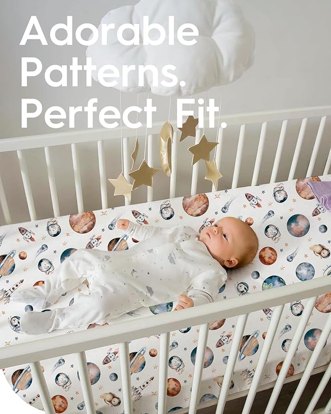 Premium Fitted Baby Boy Crib Sheets for Standard Crib Mattress - Ultra-Soft Jersey Knit Crib Mattress Sheet, Safe and Snug, Durable, Stylish Crib Sheet, 28''x52''x9'' Extra Deep Pocket