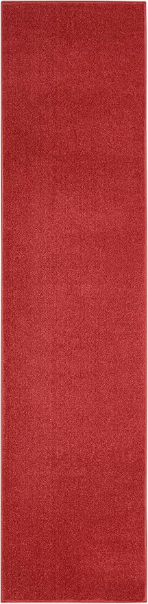 Nourison Essentials Indoor/Outdoor Brick Red 2'2" x 12' Area Rug, Easy Cleaning, Non Shedding, Bed Room, Living Room, Dining Room, Backyard, Deck, Patio (2x12)