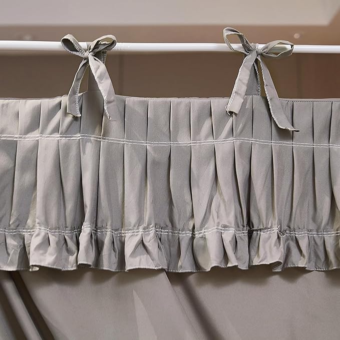 Ruffle Lace up 4 Corners Post Princess Curtain Bed Canopy Cozy Breathable Mosquito Net Cloth for Girls Adults Bedroom Decoration (Grey, 78" W*86" L*82" H/King)