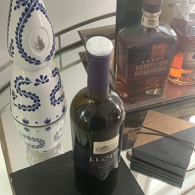 Outset B320 Silicone Wine Bottle Stoppers, White Marble, Small