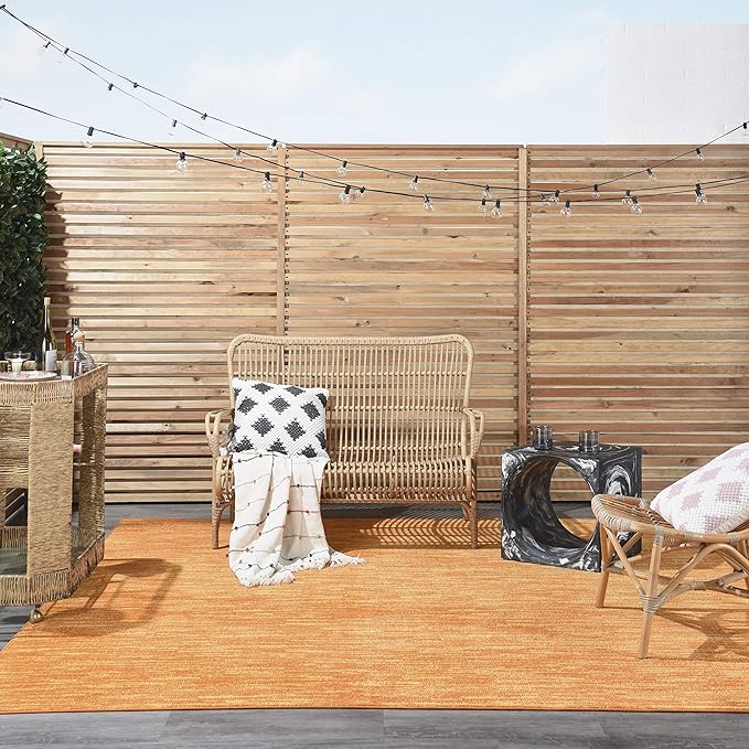 Nourison Essentials Indoor/Outdoor Sunburst 5' x Square Area Rug, Easy Cleaning, Non Shedding, Bed Room, Living Room, Dining Room, Backyard, Deck, Patio (5 Square)