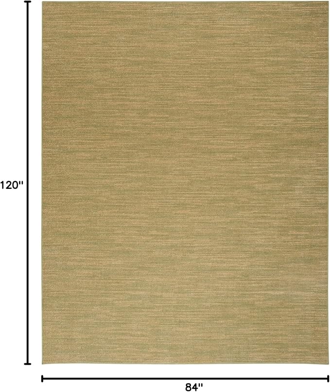 Nourison Essentials Indoor/Outdoor Green Gold 7' x 10' Area Rug, Easy Cleaning, Non Shedding, Bed Room, Living Room, Dining Room, Backyard, Deck, Patio (7x10)