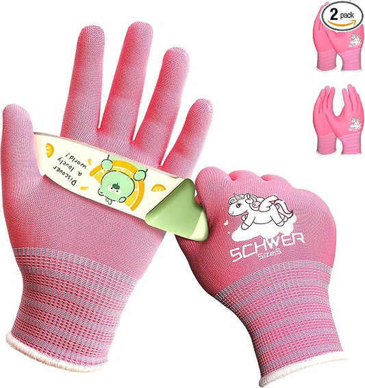 Schwer 2 Pairs MINI-KIDDO Kids Gardening Gloves MN1917, ANSI A6 Cut Resistant Kids Work Gloves, Kids Fishing Gloves, Food Grade Kids Gloves for Gardening, Wood Carving, Kitchen and DIY (XS, 6–8 Years)